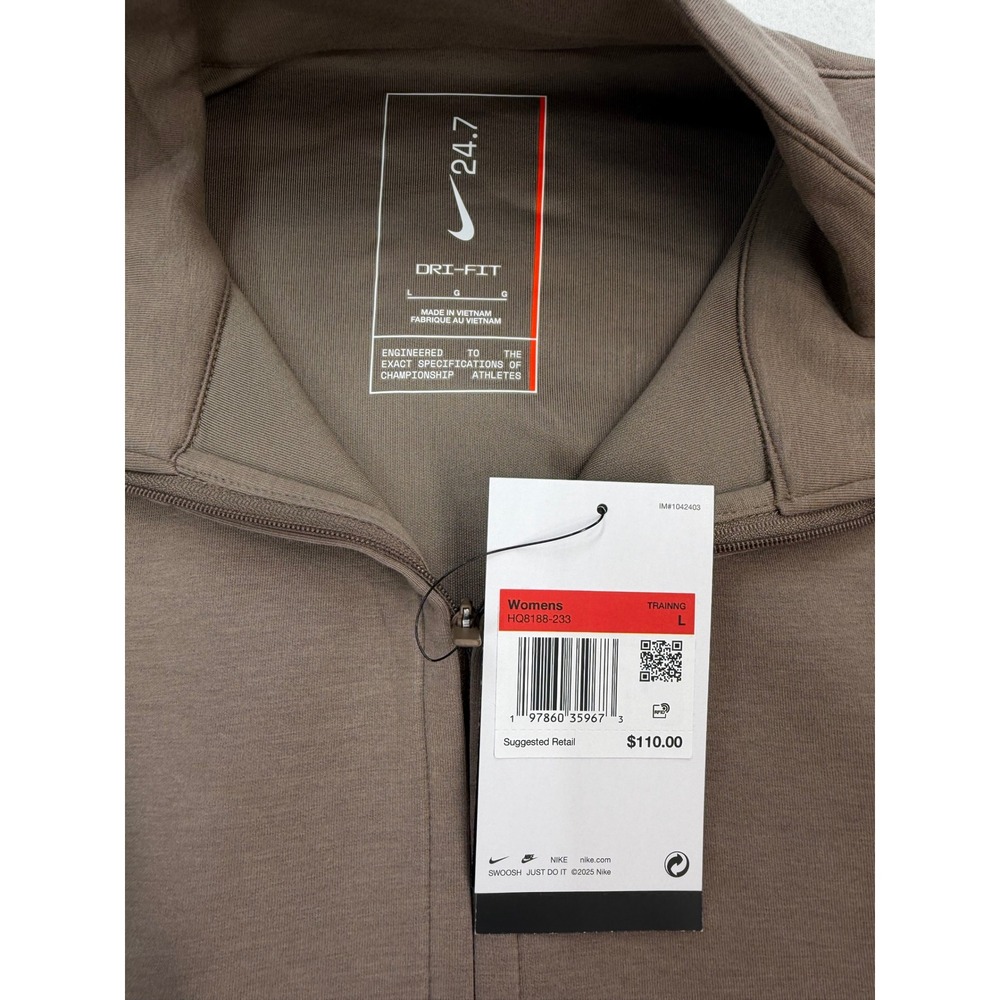 Nike Womens 24.7 ImpossiblySoft 1/2 Zip Sweatshirt Brown HQ8188-233 Large NWT - Picture 6 of 8